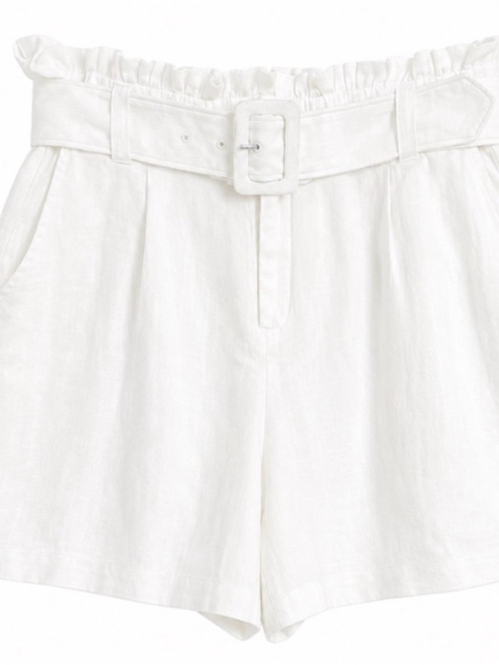 Vineyard Vines White High-Waist Belted Shorts
